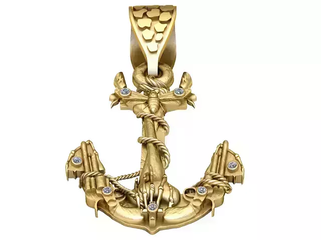 ANCHOR WITH ROPE PENDANT 3D PRINTABLE MODEL 