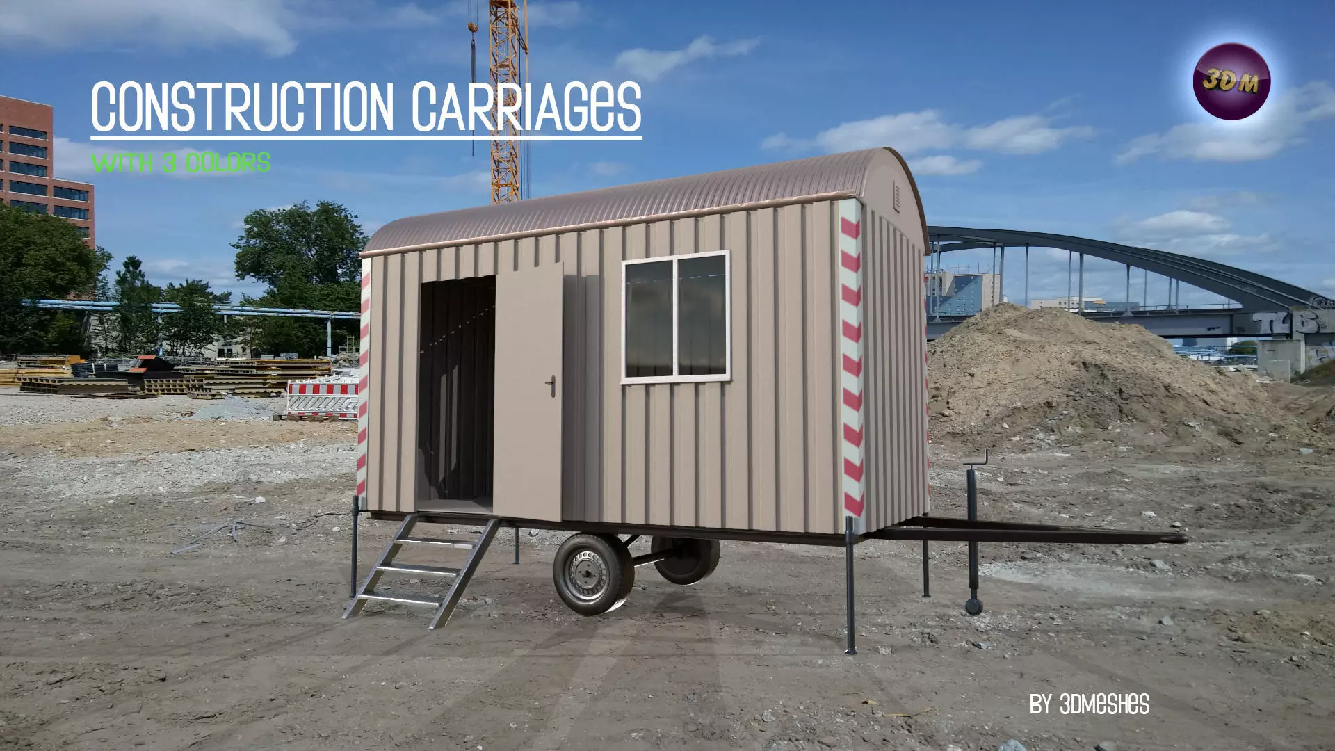 Construction Carriages 2 Low-poly 3D model