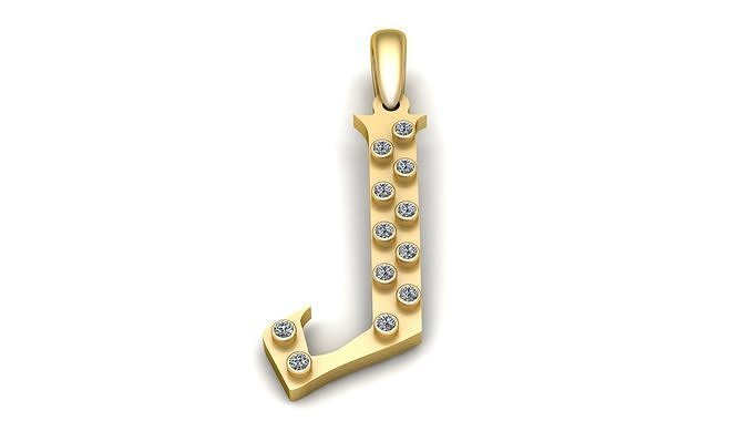 GOLDEN ALPHABET J PENDANT 3D PRINTABLE MODEL 3D print model