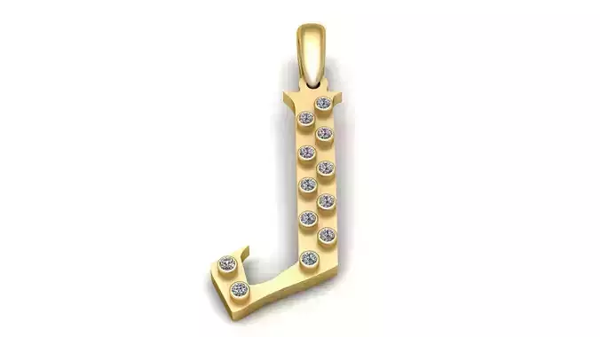 GOLDEN ALPHABET J PENDANT 3D PRINTABLE MODEL