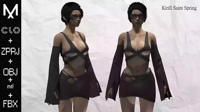 New Outfit Female Marvelous designer Clo3d OBJ mtl FBX ZPRJ
