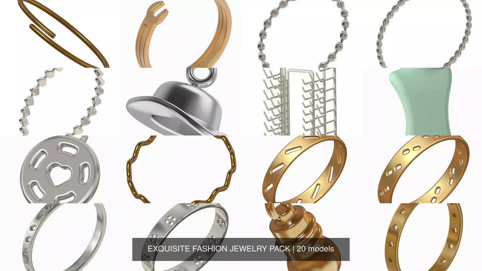 EXQUISITE FASHION JEWELRY PACK 3D Model Collection_0