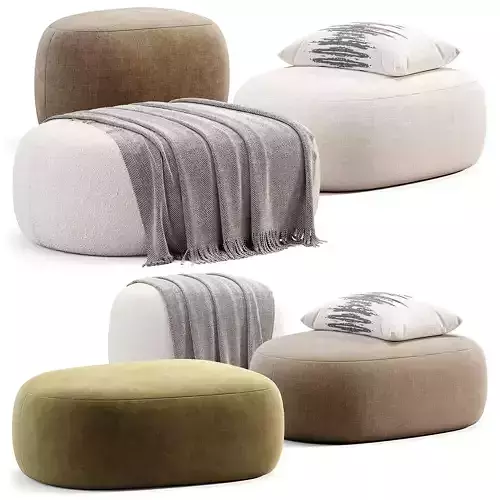 Pouf Ovale Design Scandinave En Tissu Boucle BILY Low-poly 3D model