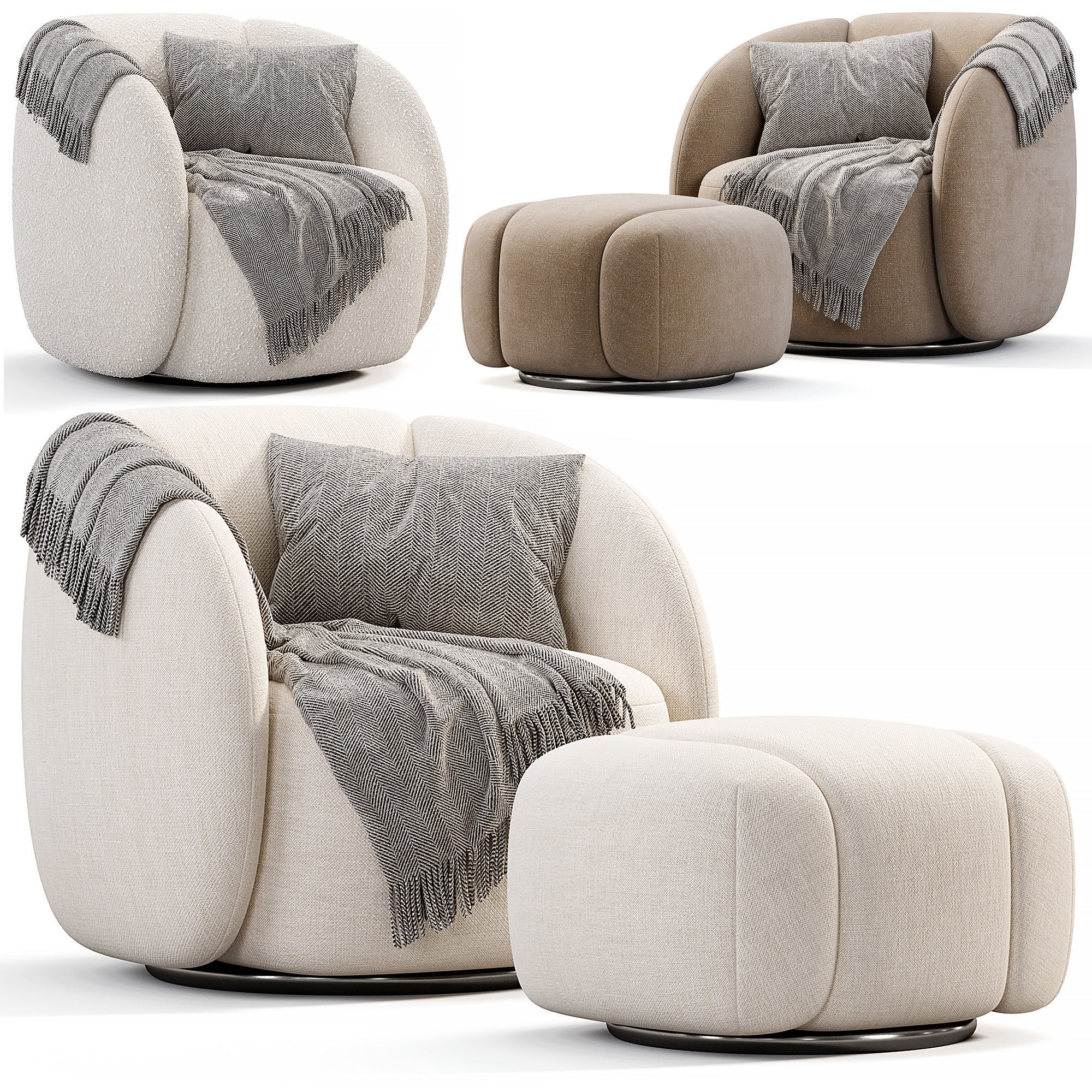 Brioche Armchair Free low-poly 3D model_0