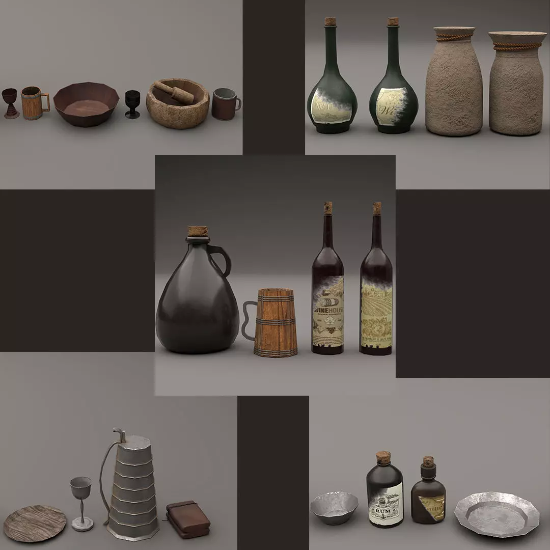 Medieval Assests Low-poly 3D model_0