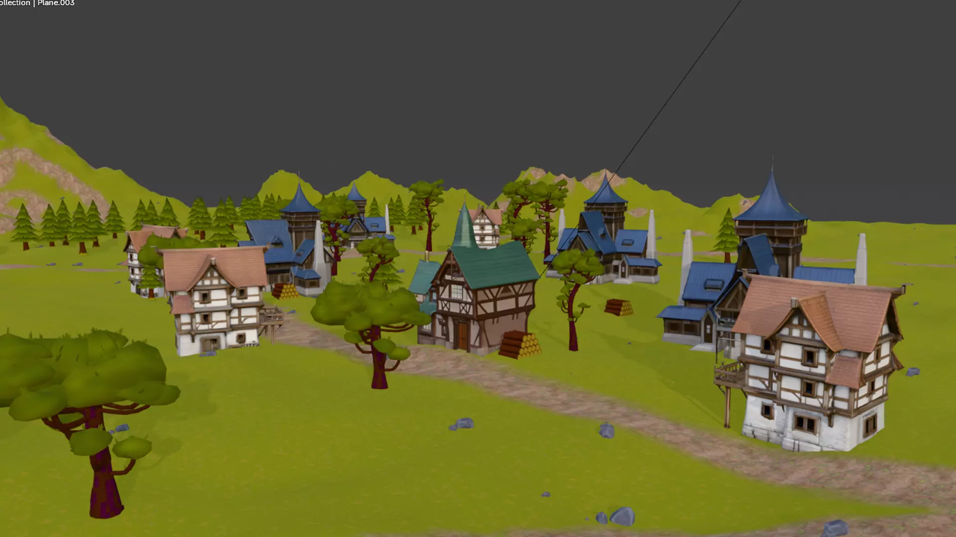 Village in world of warcraft Low-poly 3D model_0