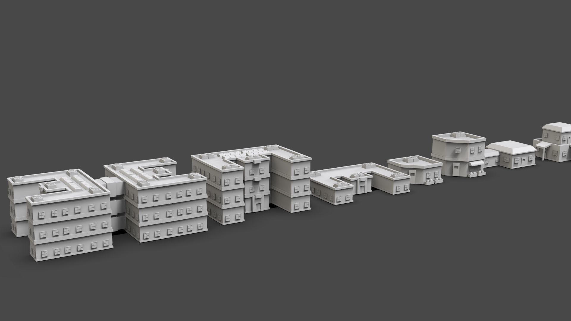 Low Poly City Buildings Pack Of 190 - Game Ready - Untextured  Low-poly 3D model_132