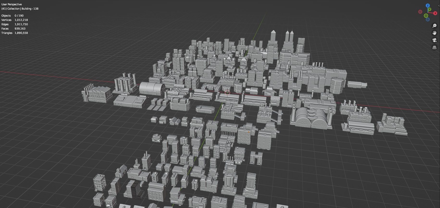 Low Poly City Buildings Pack Of 190 - Game Ready - Untextured  Low-poly 3D model_128