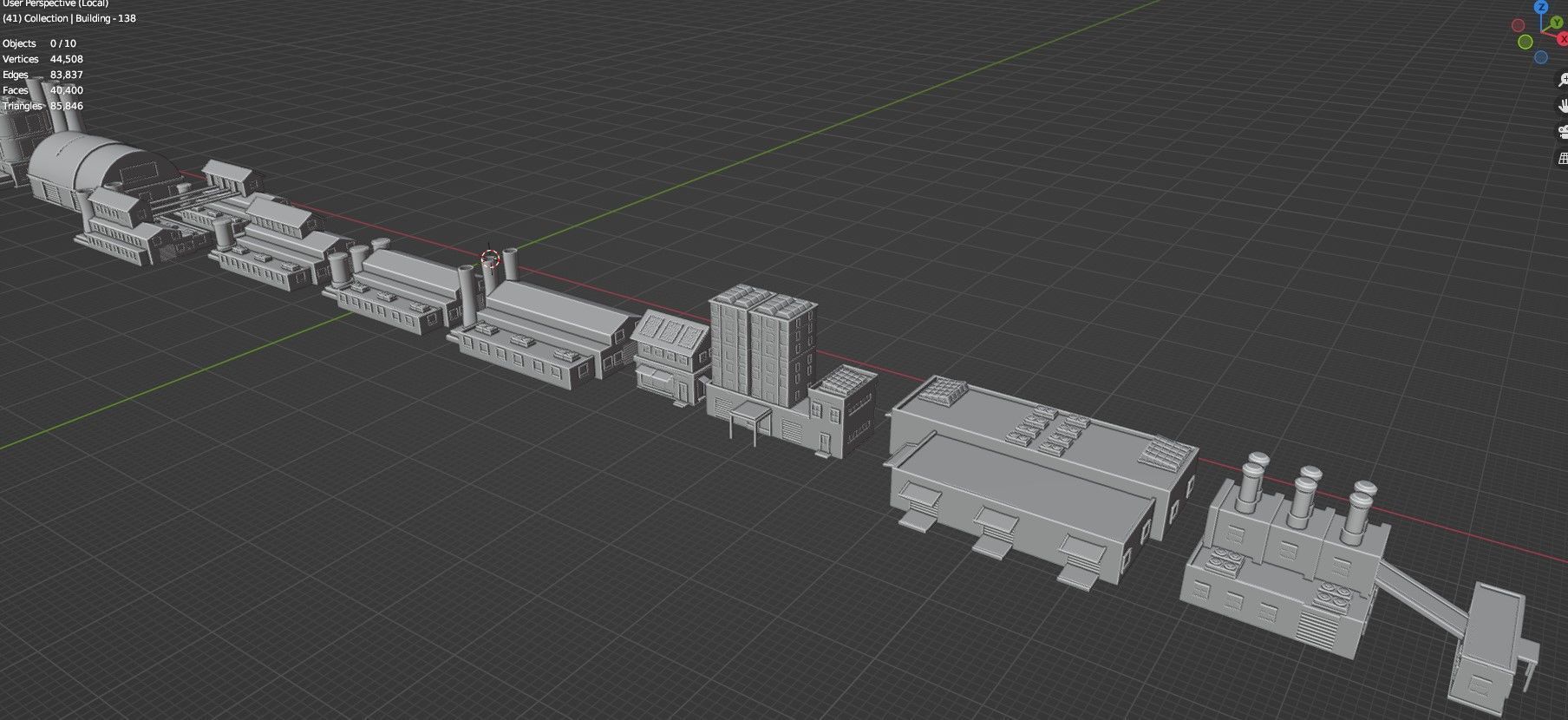 Low Poly City Buildings Pack Of 190 - Game Ready - Untextured  Low-poly 3D model_110