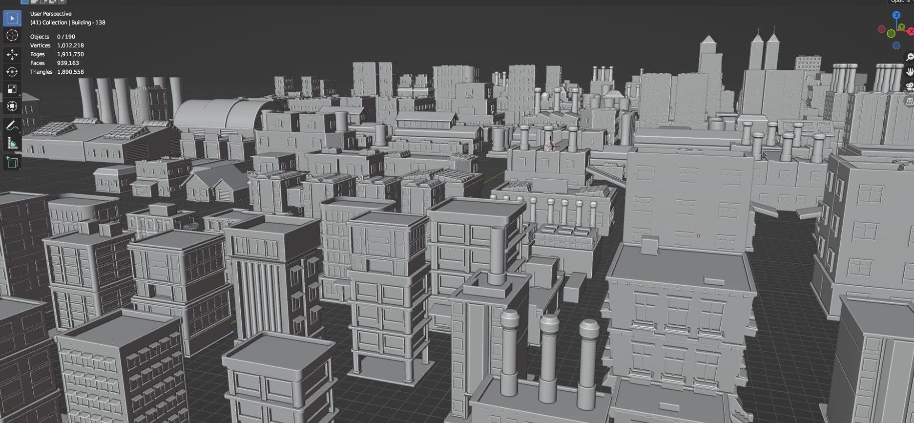 Low Poly City Buildings Pack Of 190 - Game Ready - Untextured  Low-poly 3D model_124