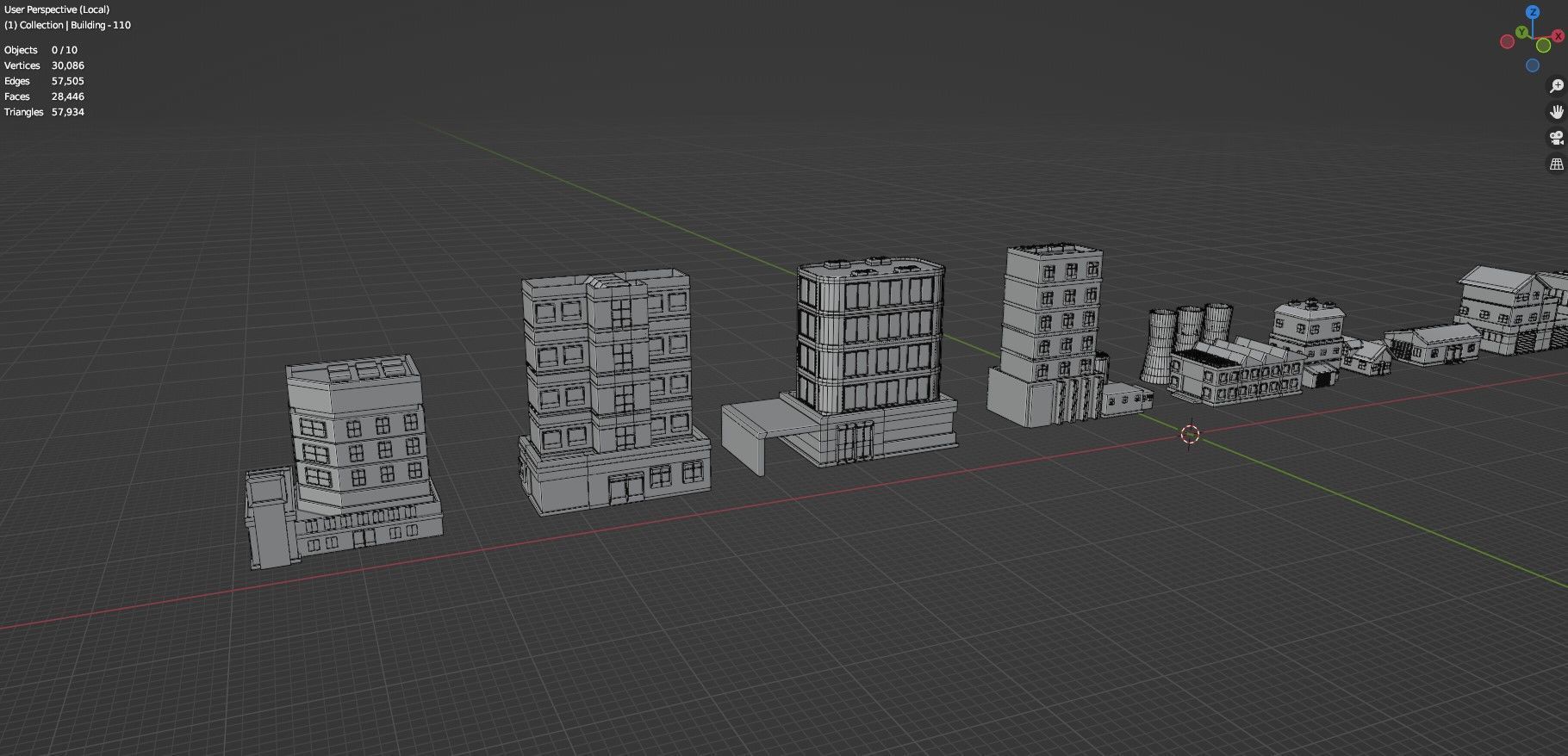 Low Poly City Buildings Pack Of 190 - Game Ready - Untextured  Low-poly 3D model_69