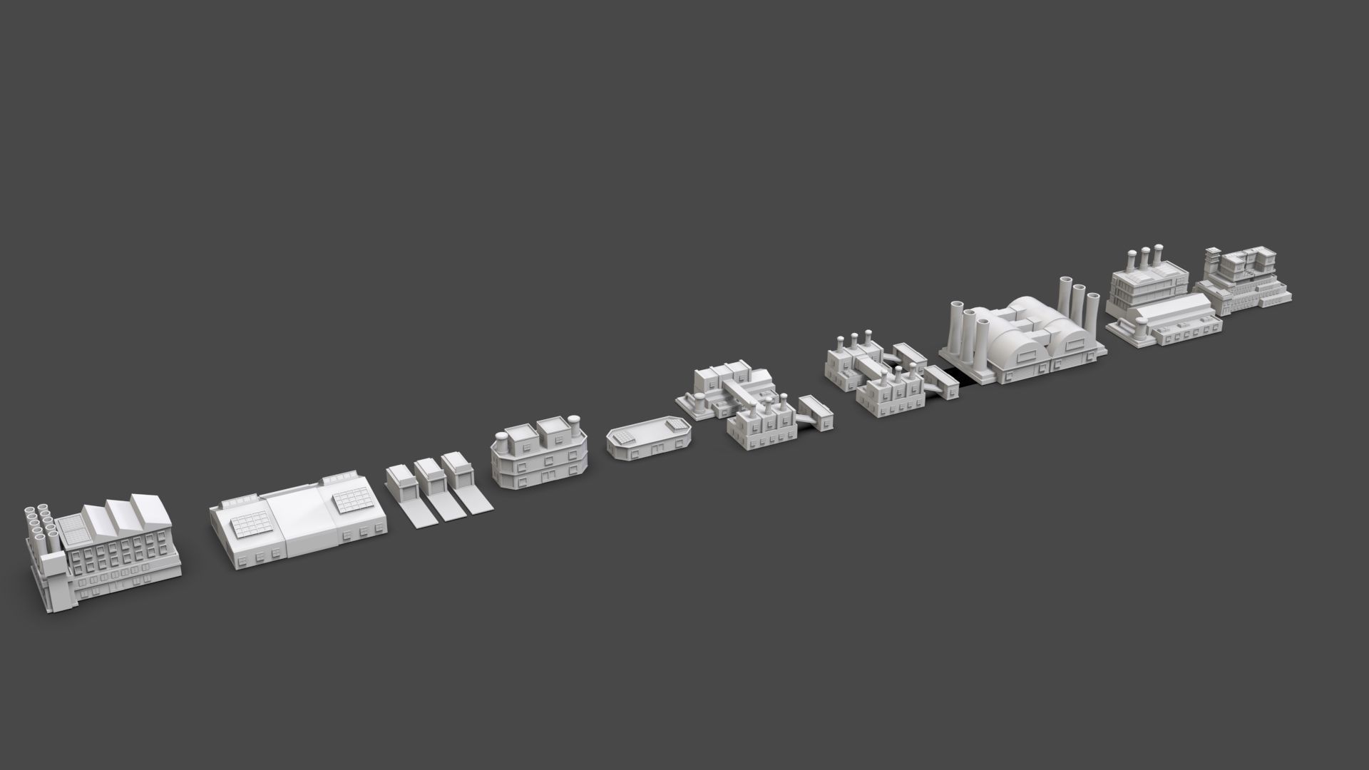 Low Poly City Buildings Pack Of 190 - Game Ready - Untextured  Low-poly 3D model_6