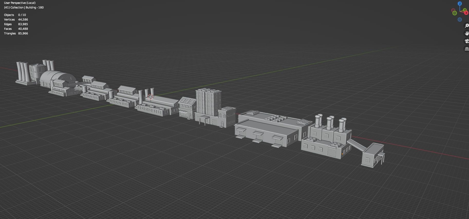 Low Poly City Buildings Pack Of 190 - Game Ready - Untextured  Low-poly 3D model_118