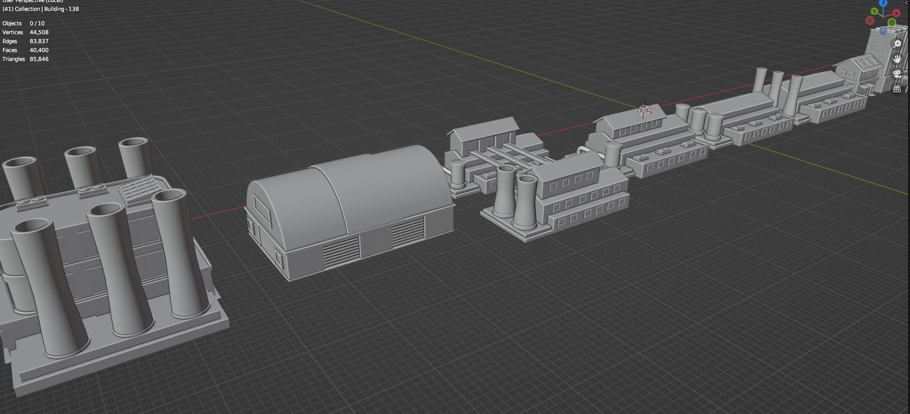 Low Poly City Buildings Pack Of 190 - Game Ready - Untextured  Low-poly 3D model_115