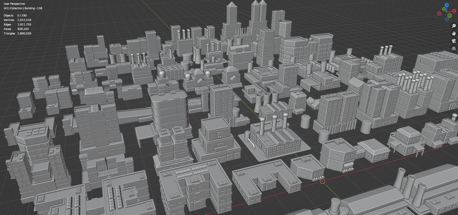 Low Poly City Buildings Pack Of 190 - Game Ready - Untextured  Low-poly 3D model_111