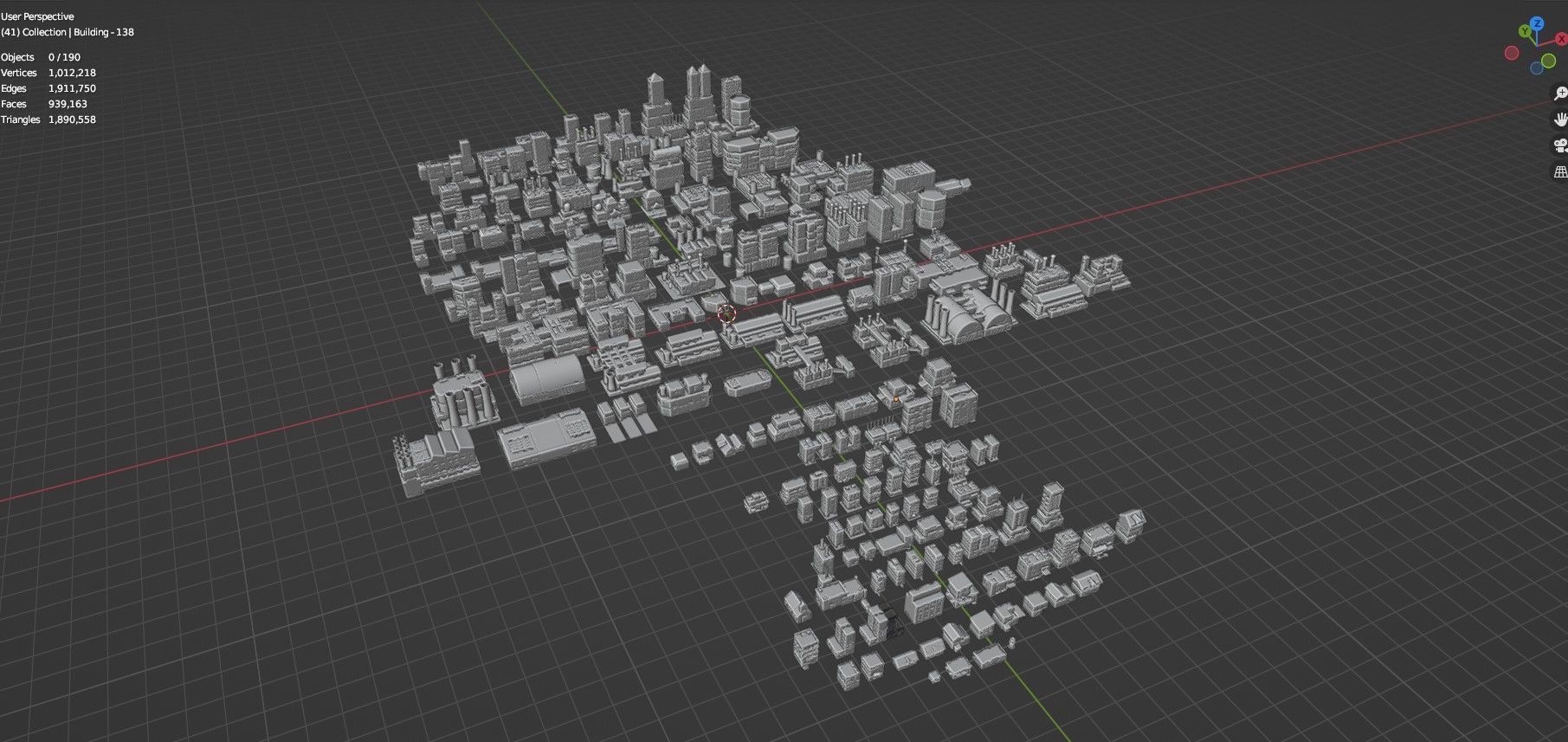 Low Poly City Buildings Pack Of 190 - Game Ready - Untextured  Low-poly 3D model_140