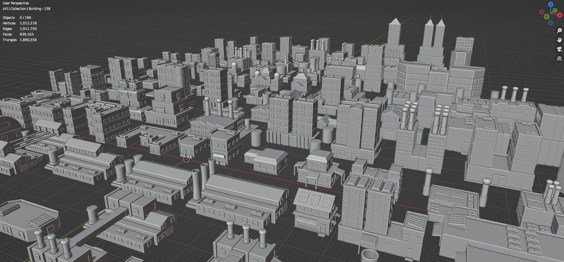 Low Poly City Buildings Pack Of 190 - Game Ready - Untextured  Low-poly 3D model_112