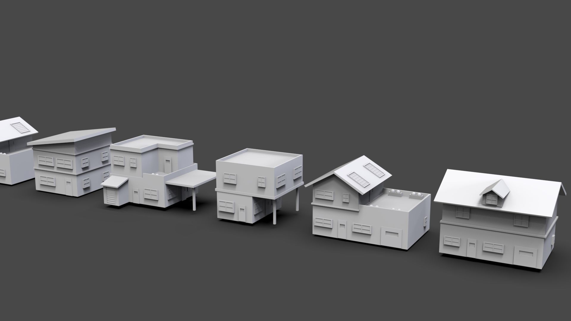 Low Poly City Buildings Pack Of 190 - Game Ready - Untextured  Low-poly 3D model_57