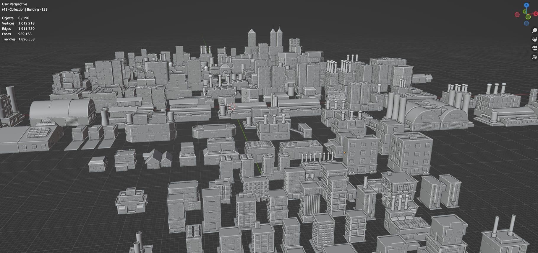 Low Poly City Buildings Pack Of 190 - Game Ready - Untextured  Low-poly 3D model_117