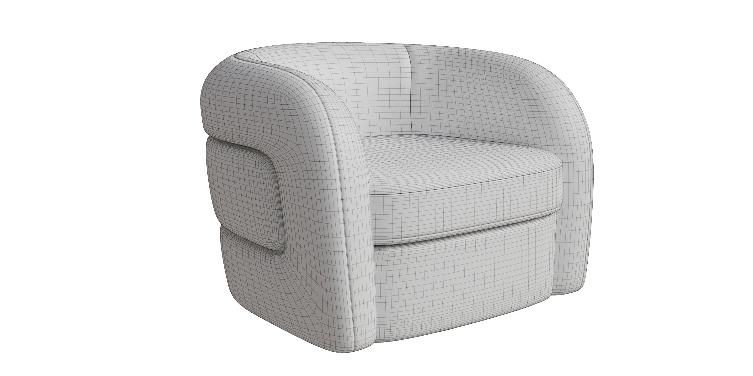 Bolster Lounge Chair Low-poly 3D model_2