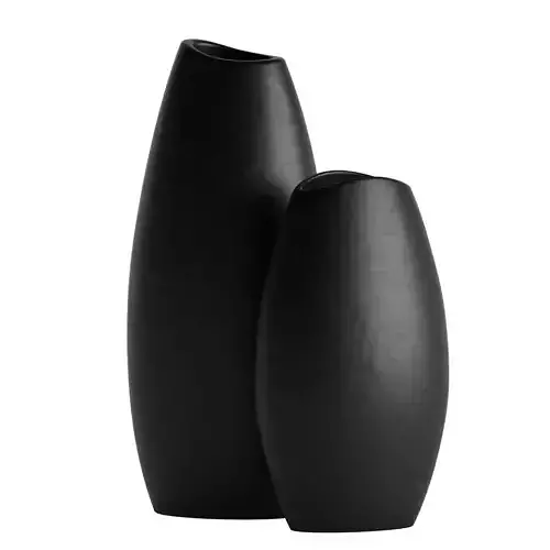 Modern Matte Black Vase Set 2