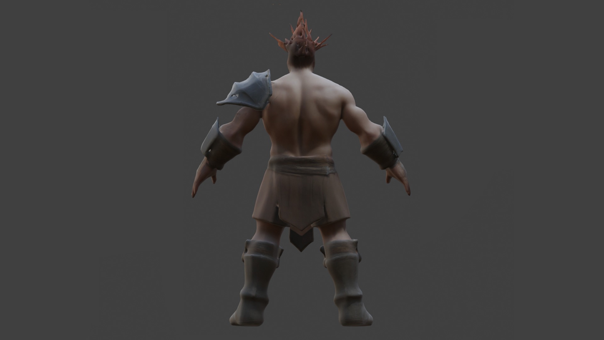 Warrior character AAA game Low-poly 3D model_3
