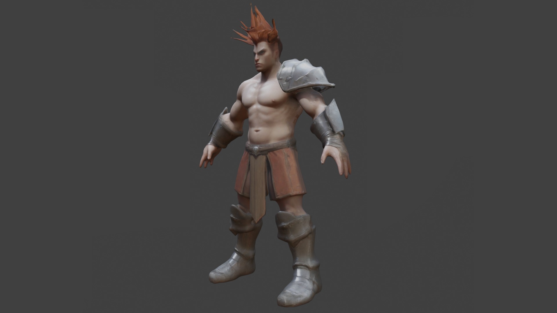 Warrior character AAA game Low-poly 3D model_1
