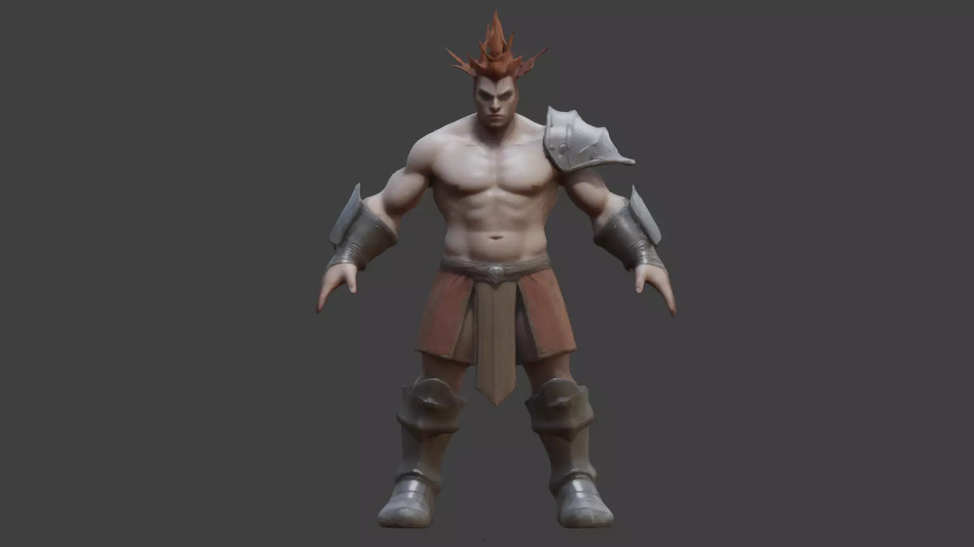 Warrior character AAA game Low-poly 3D model_0