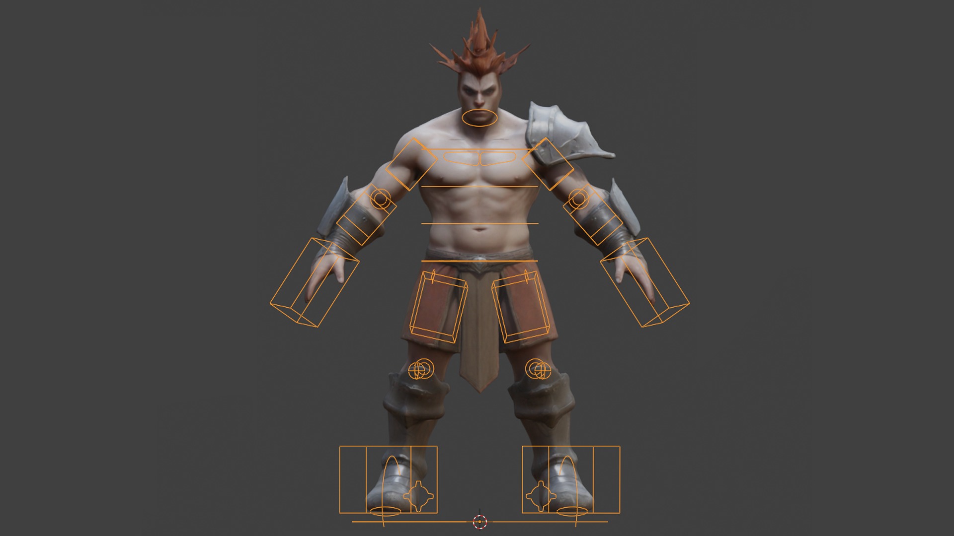 Warrior character AAA game Low-poly 3D model_4
