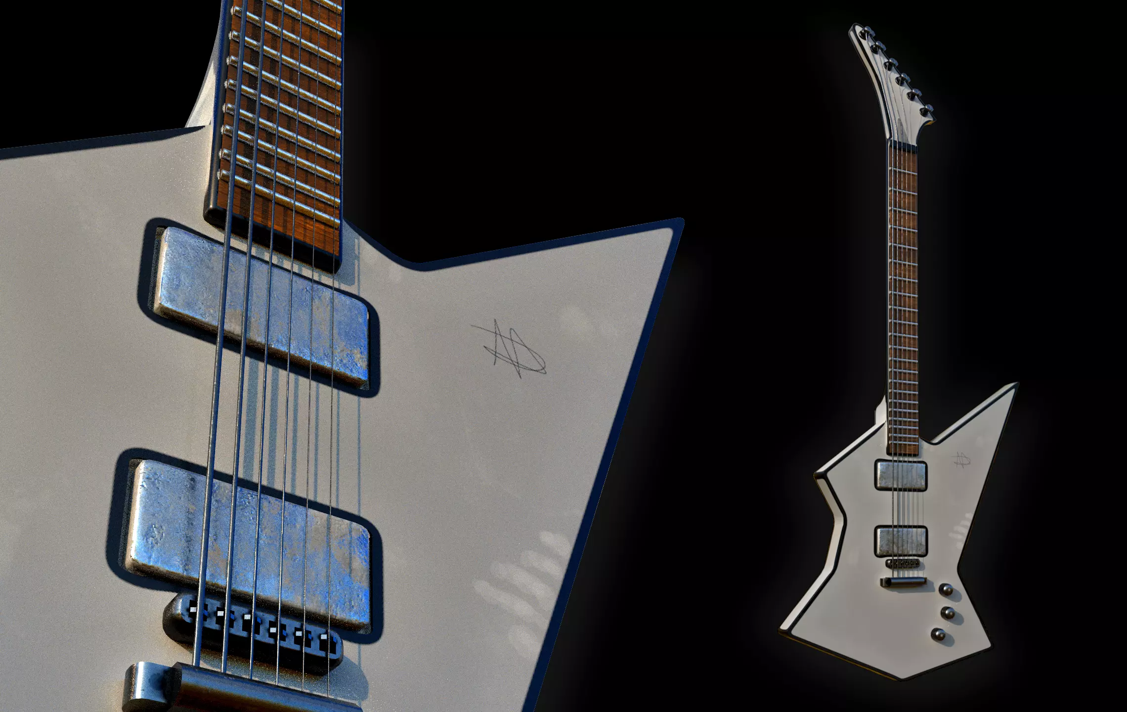 Electric Guitar Explorer Inspired Free low-poly 3D model_0