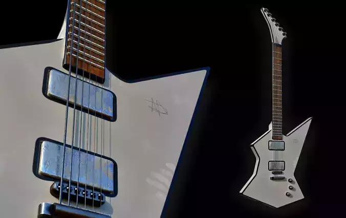 Angular Style Electric Guitar Low-poly 3D model