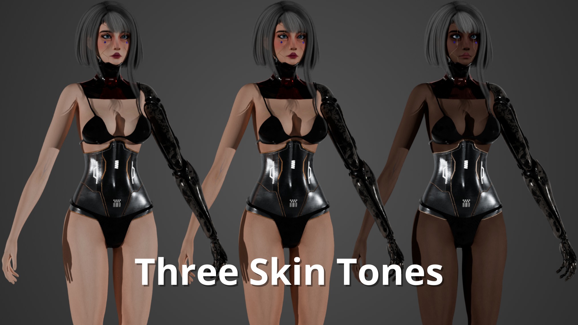 Cyberpunk Girl - Astra - Game Ready Low-poly 3D model_6