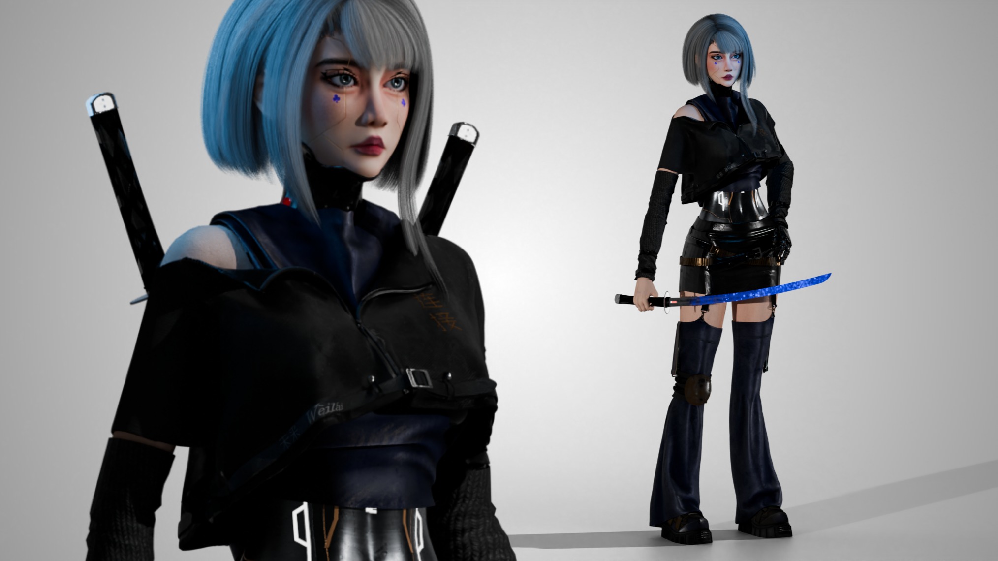Cyberpunk Girl - Astra - Game Ready Low-poly 3D model_2