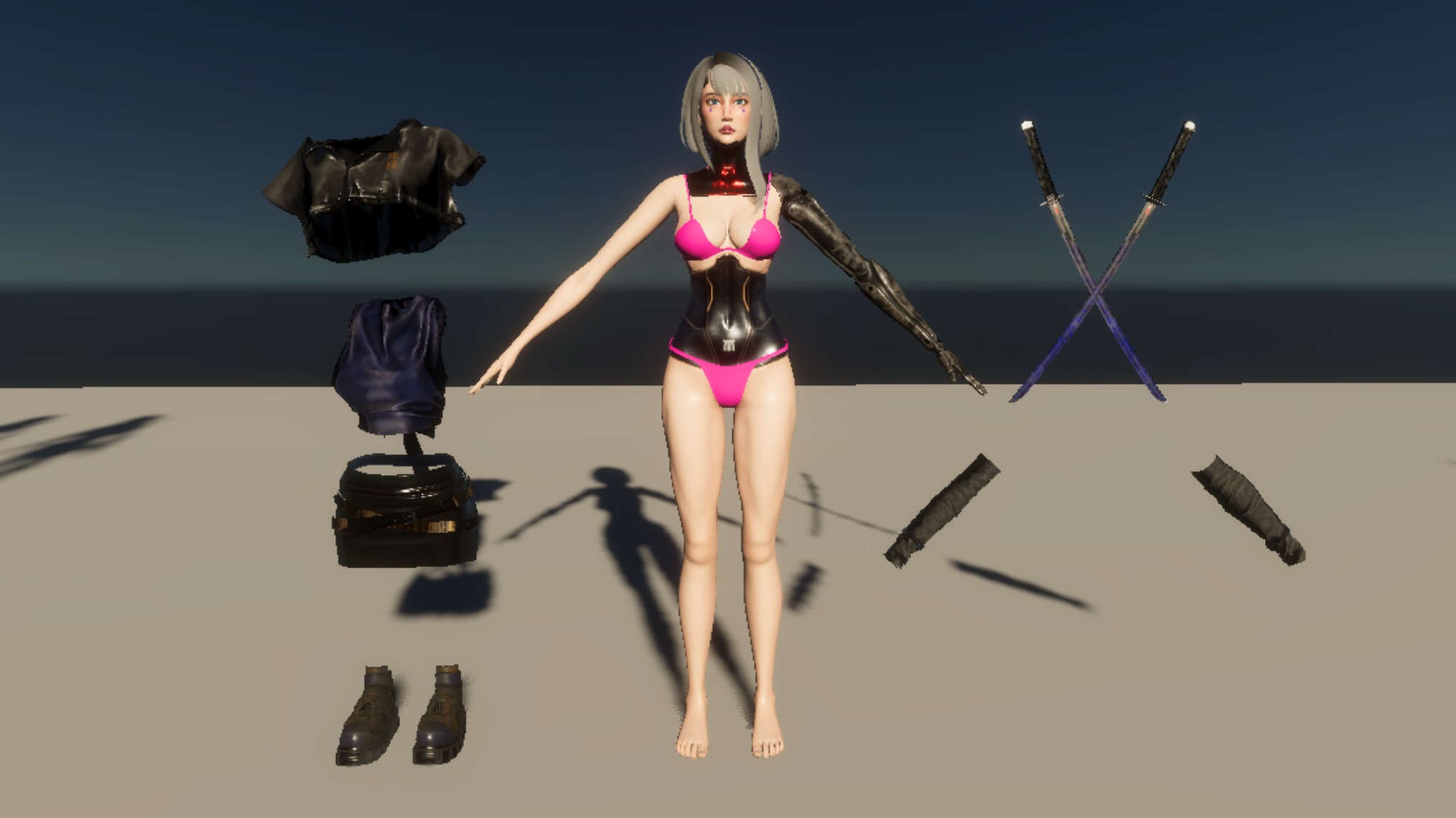 Cyberpunk Girl - Astra - Game Ready Low-poly 3D model_12