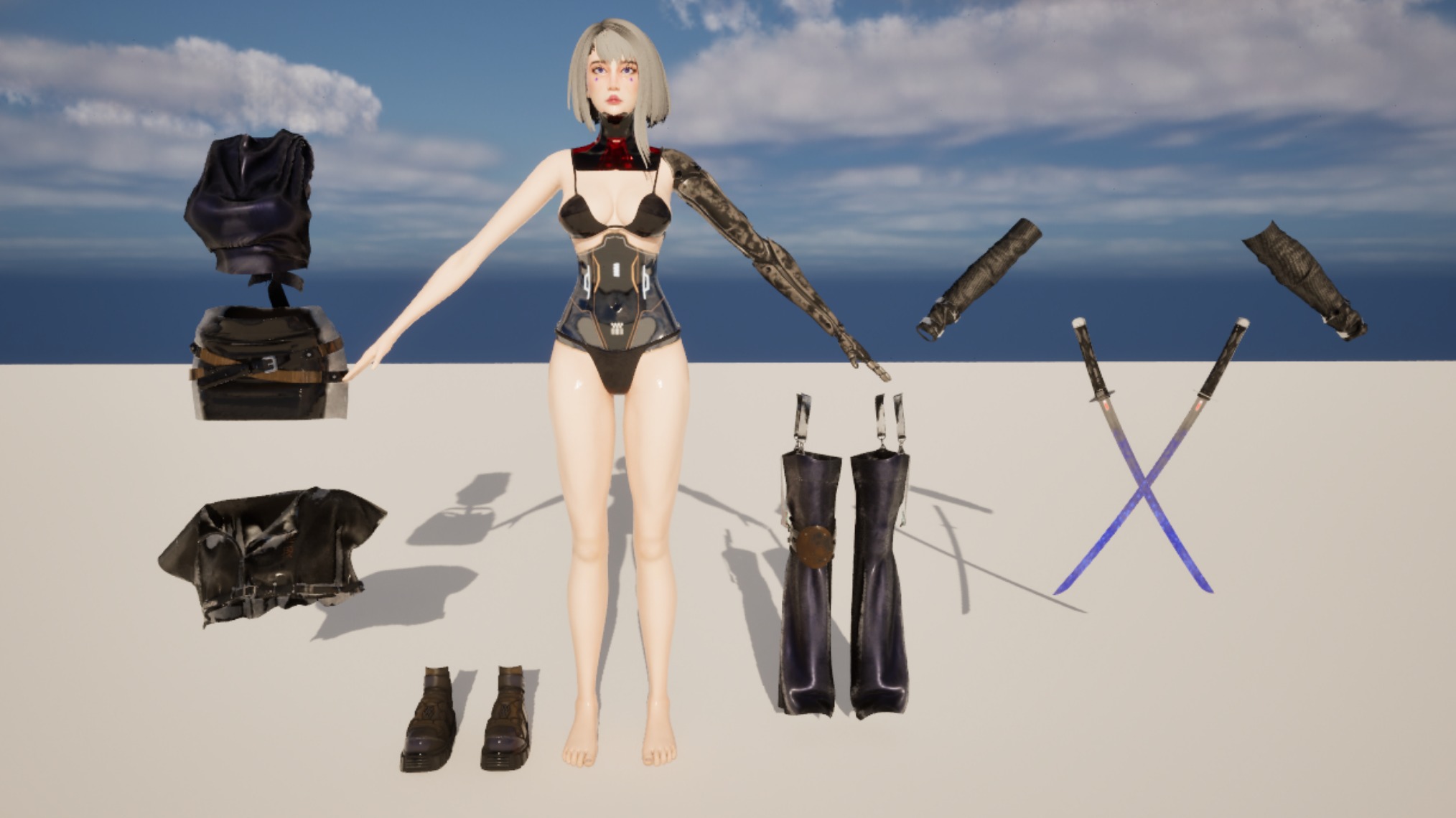 Cyberpunk Girl - Astra - Game Ready Low-poly 3D model_10