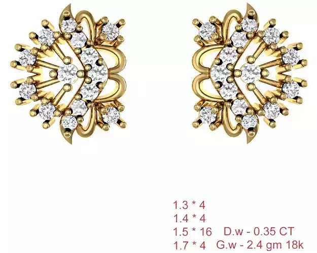 Women Earrings Render 3dm STL OBJ FBX Details