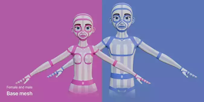 Stylized Female And Male Base Mesh
