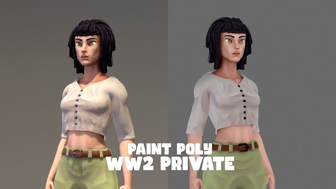 Paint Poly - Female WW2 Private - GameReady Low-poly 3D model