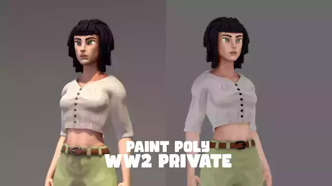 Paint Poly - Female WW2 Private - GameReady Low-poly 3D model
