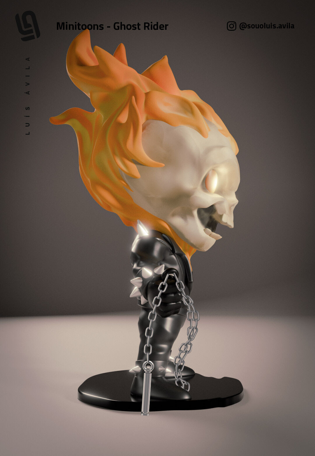 Minitoon Statue - Ghost Rider 3D print model_1