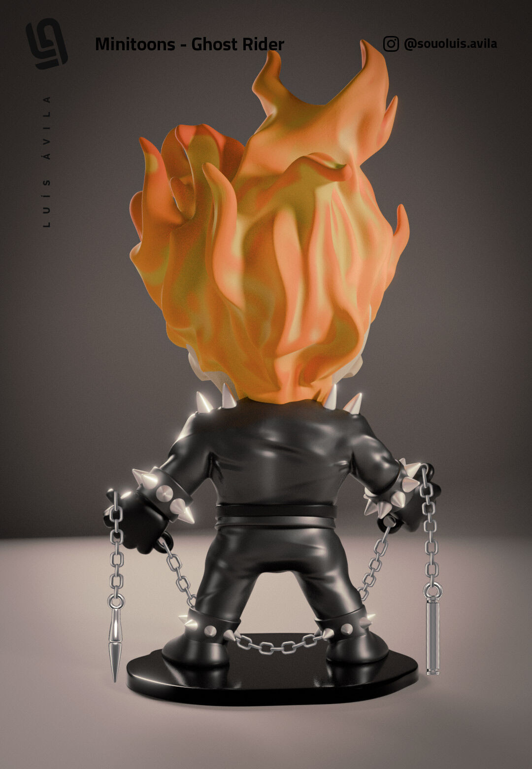 Minitoon Statue - Ghost Rider 3D print model_2