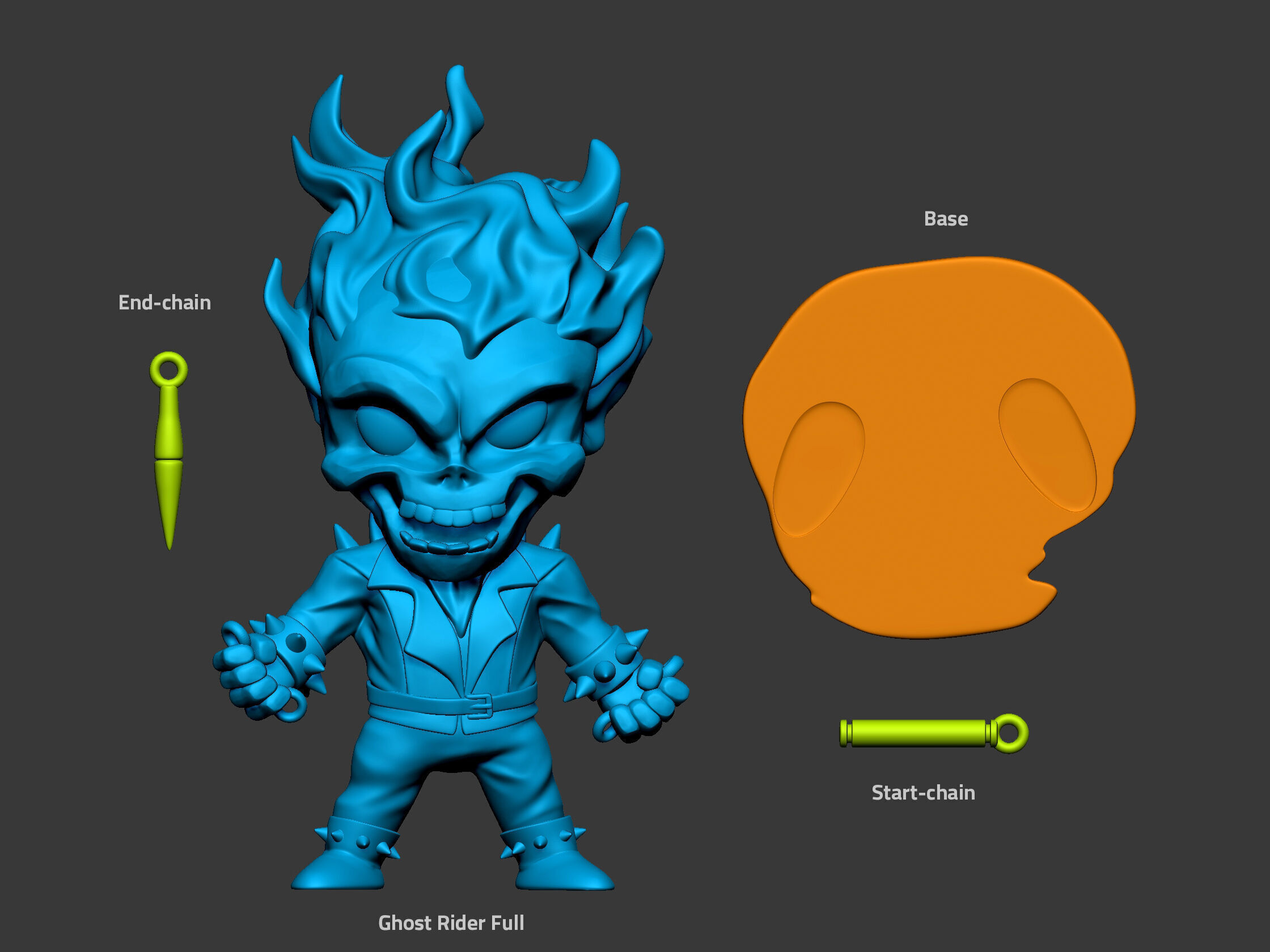Minitoon Statue - Ghost Rider 3D print model_4