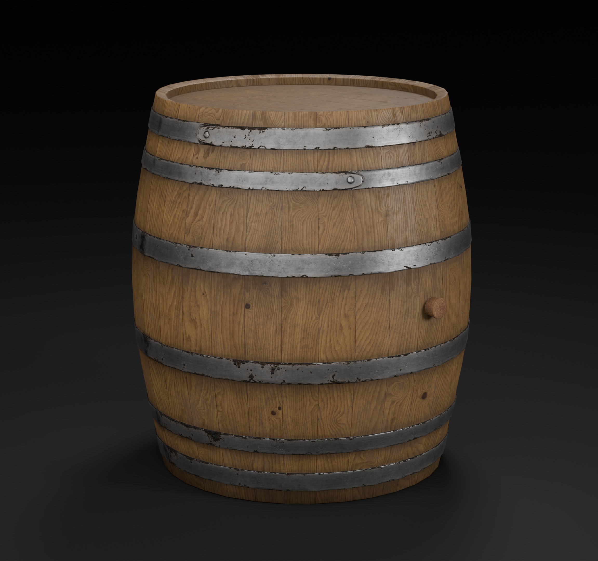 Wooden Barrel - 5 Variations - Game Ready Low-poly 3D model_5