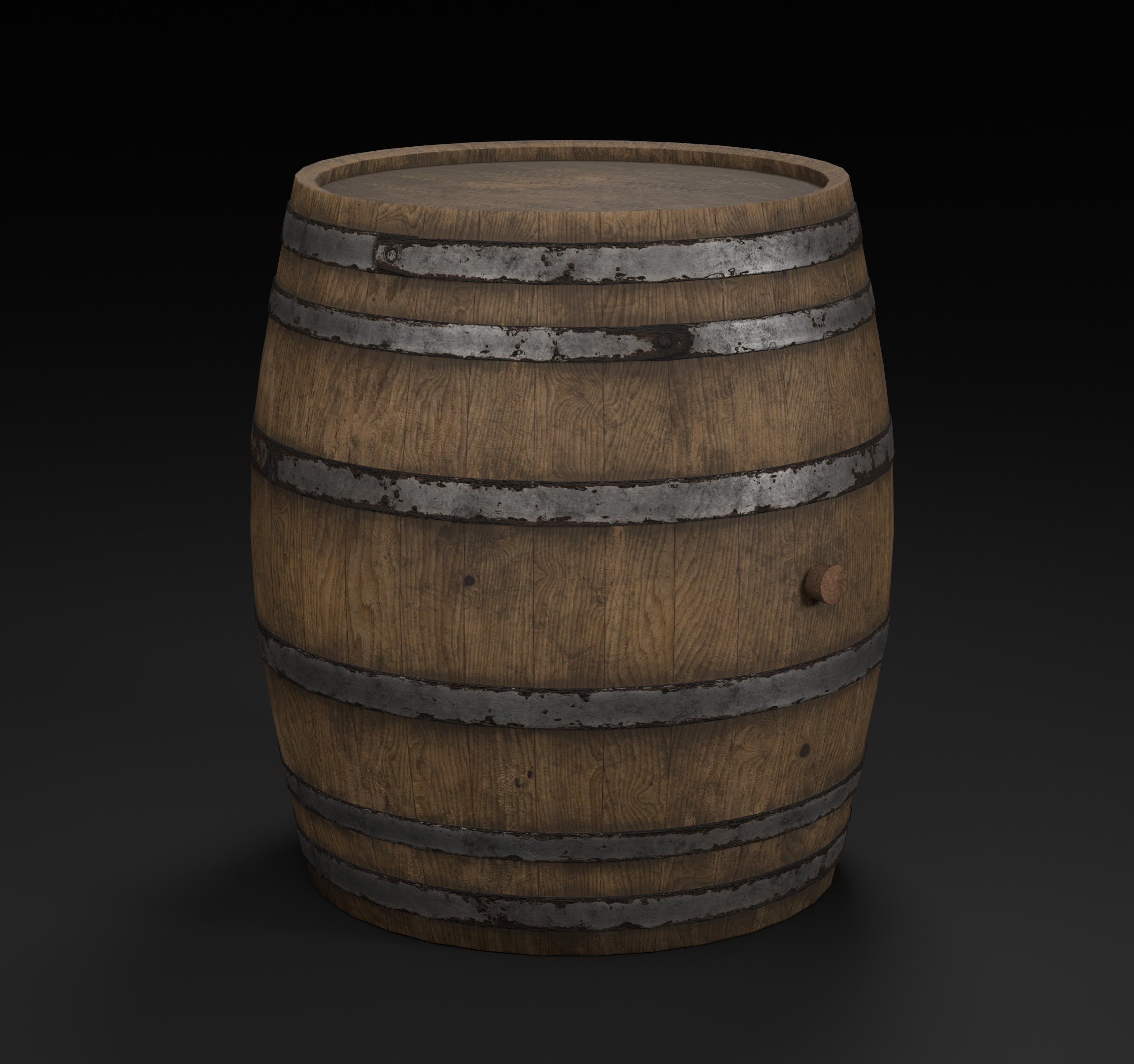 Wooden Barrel - 5 Variations - Game Ready Low-poly 3D model_7