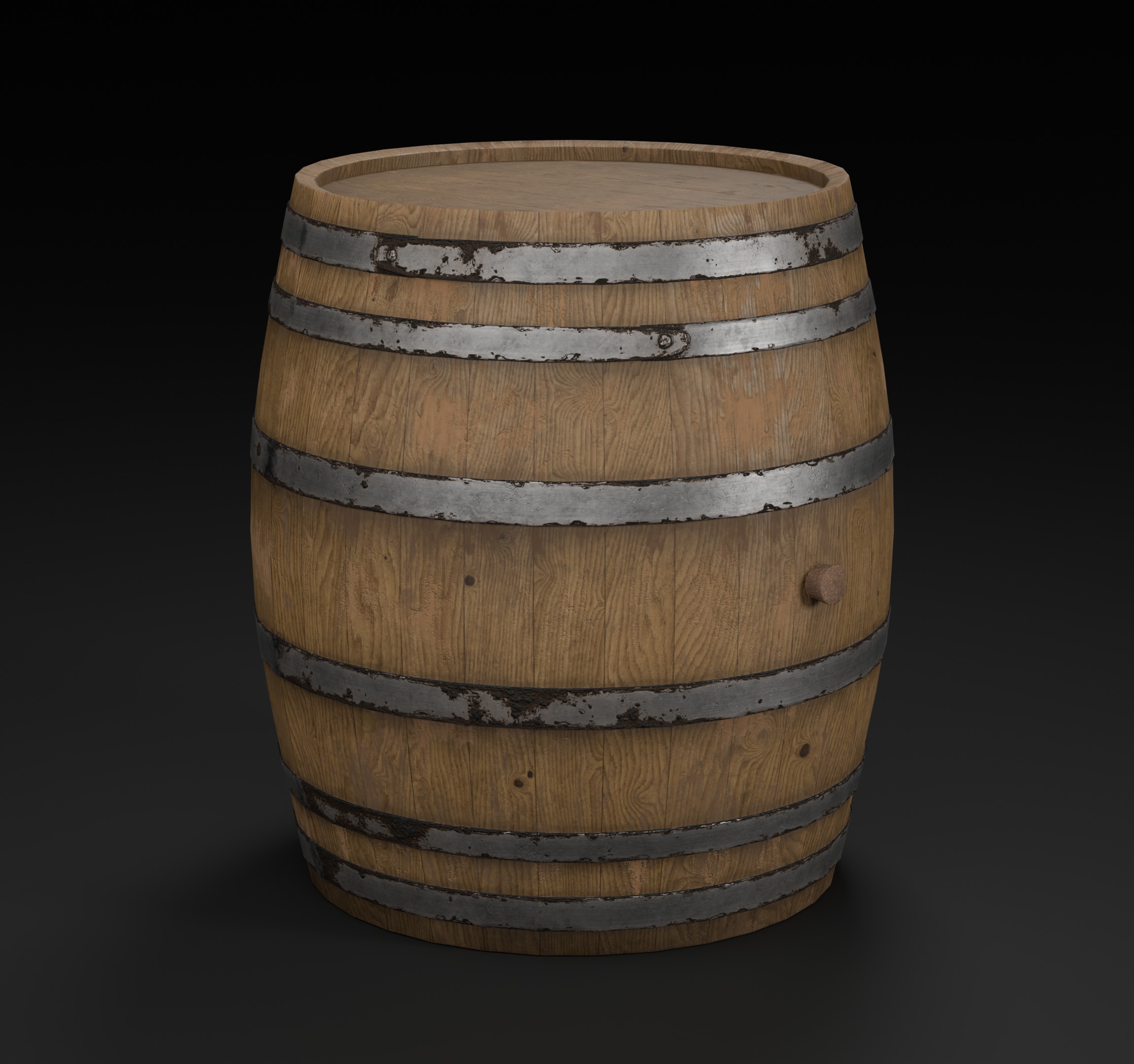 Wooden Barrel - 5 Variations - Game Ready Low-poly 3D model_6