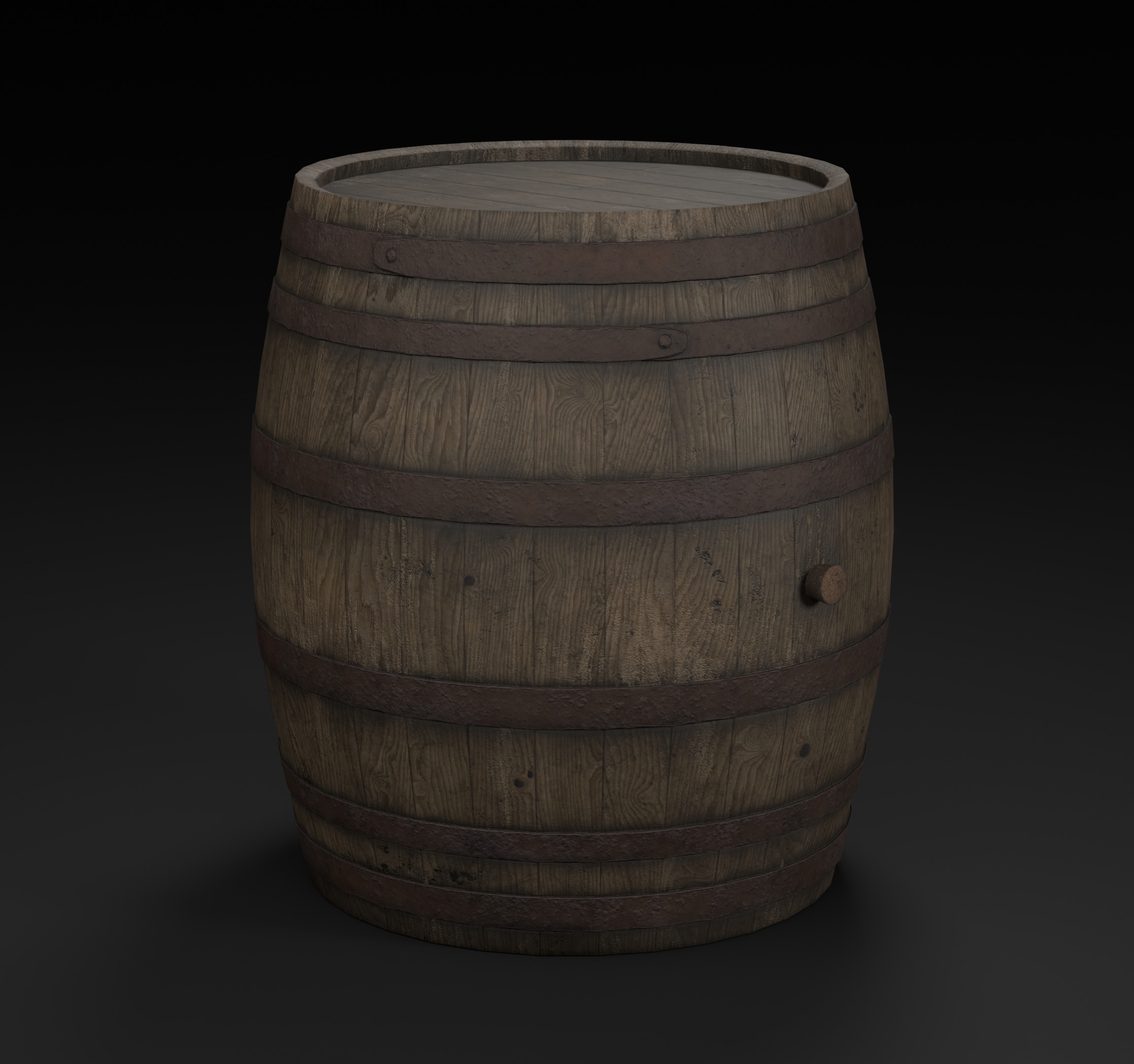 Wooden Barrel - 5 Variations - Game Ready Low-poly 3D model_8
