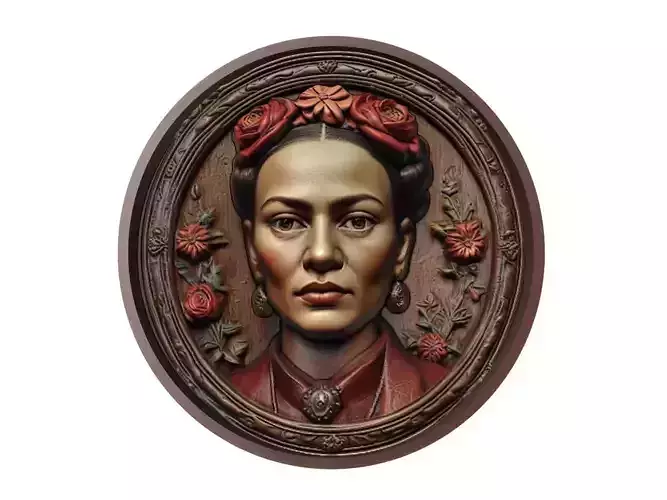 Frida Kahlo Medallion 3D print model