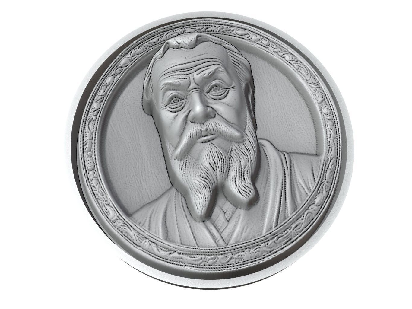 Confucius Medallion 3D print model_3