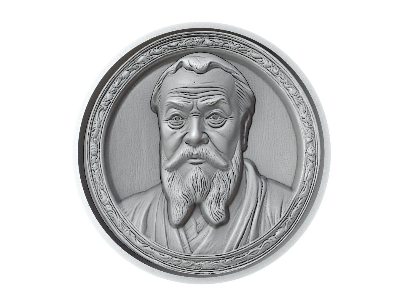 Confucius Medallion 3D print model_2