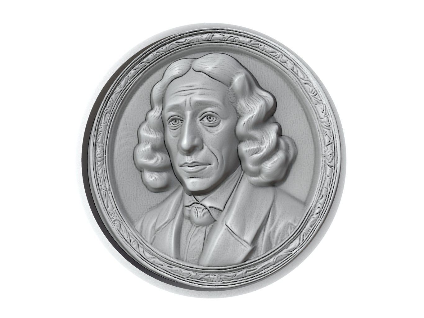 Baruch Spinoza Medallion 3D print model_2
